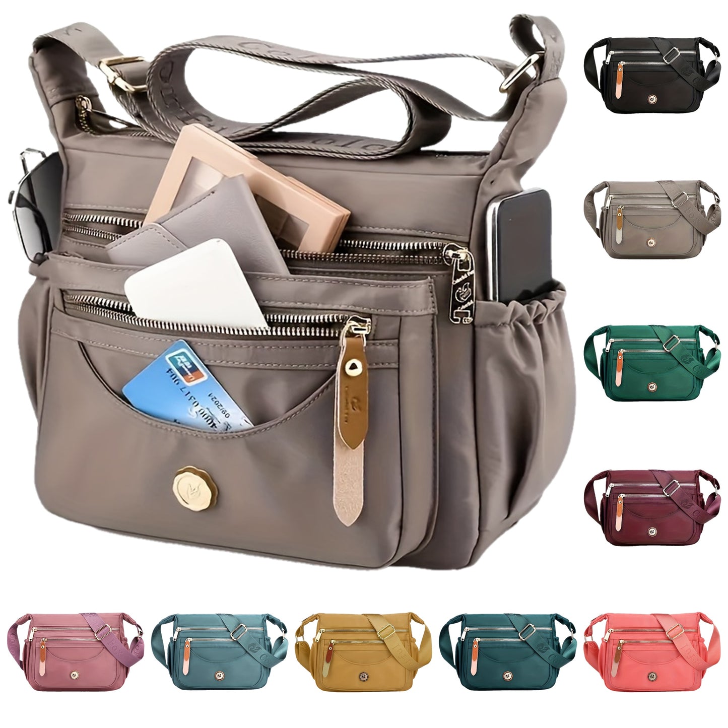 All-Match Casual Solid Color Women's Versatile Hobo Bag with Zipper Shoulder