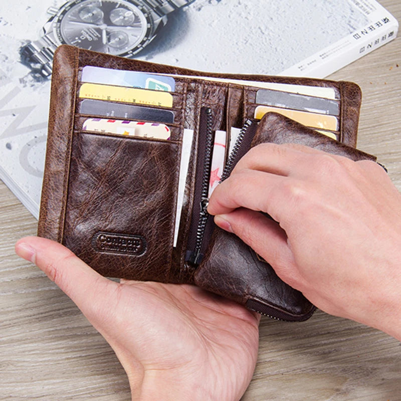 Card Holder Wallet Genuine Leather Men's Free Engraving