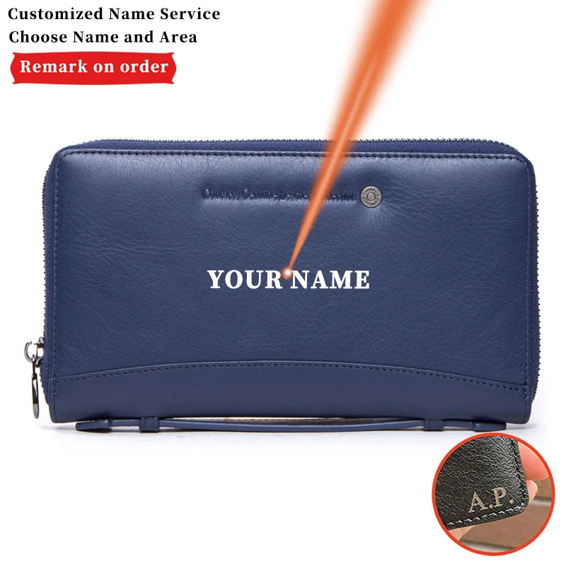 Custom Name Wallets Genuine Cowhide Leather Men Fashion