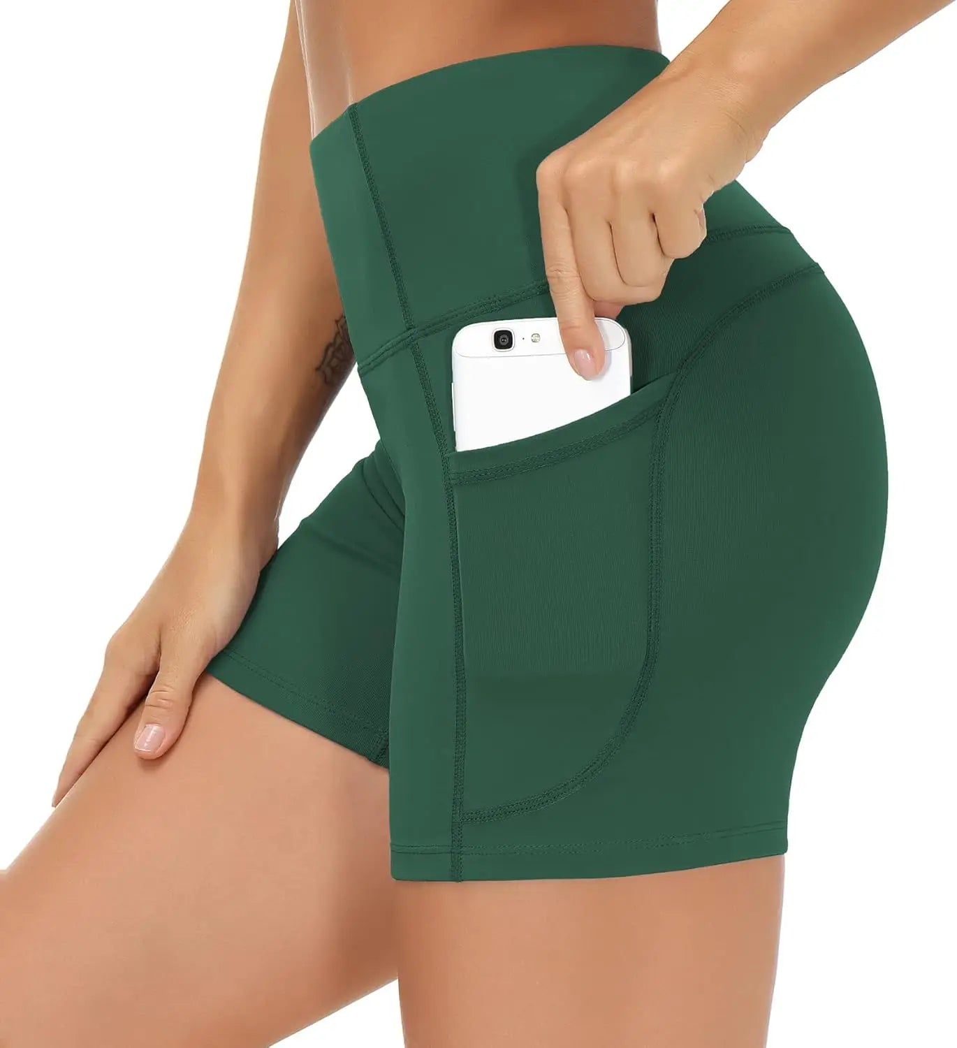 High Waist Yoga Shorts Tummy Control with Deep Pockets