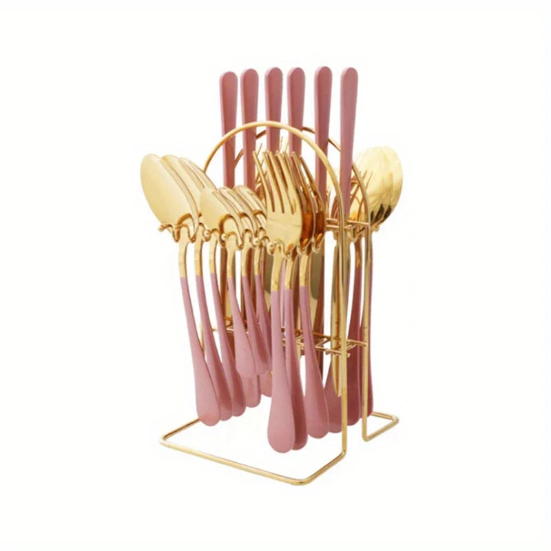 24-Piece Stainless Steel Cutlery Set for Home Dining