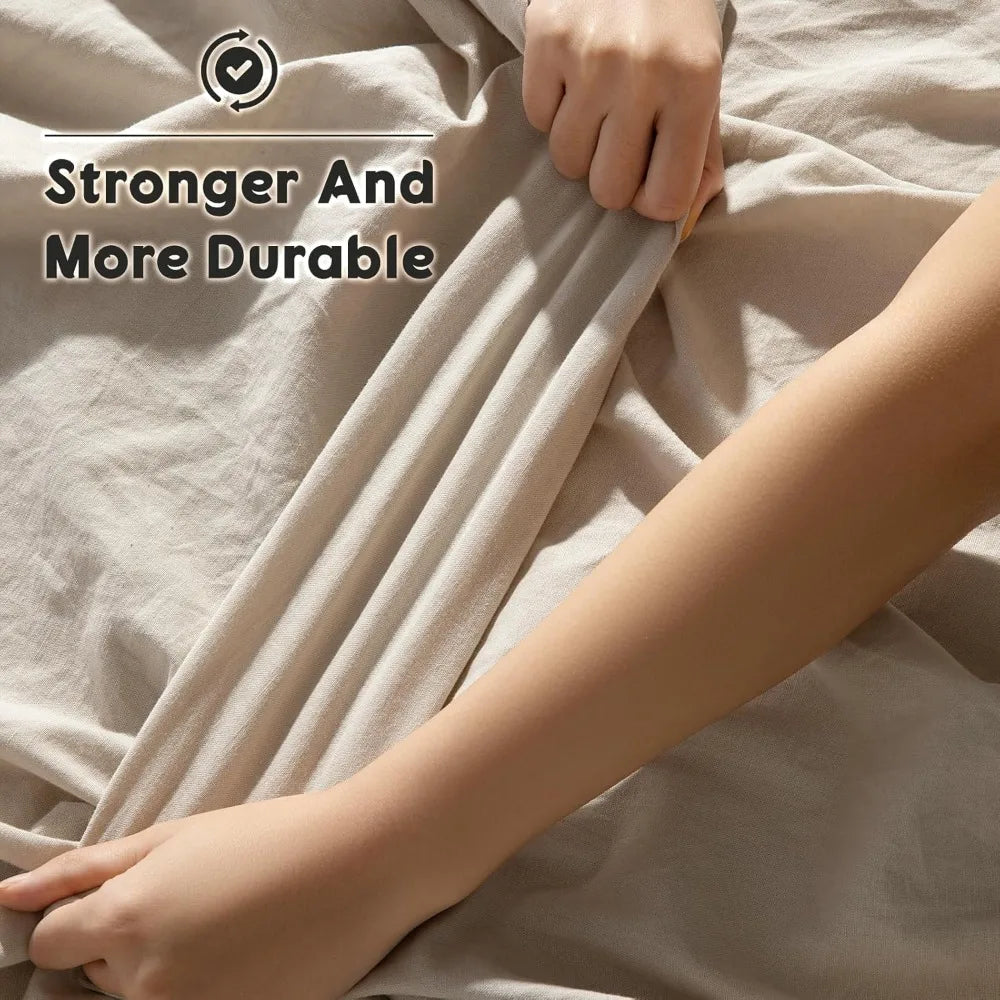 100% French Pure Linen Sheets, Breathable and Durable