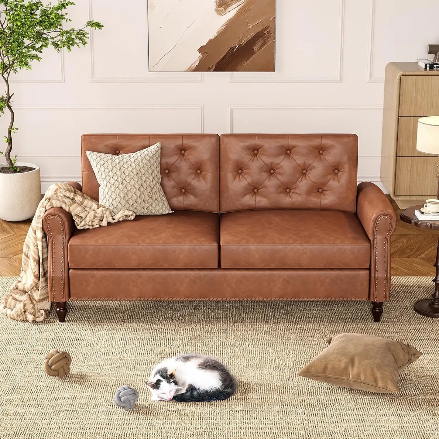 Loveseat Sofa Faux Leather Couch