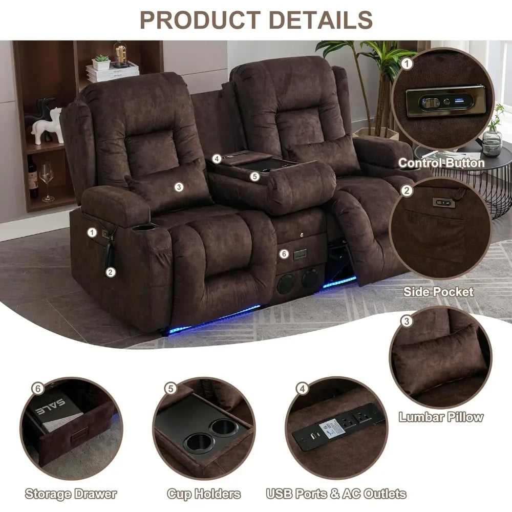 Recliner Sofa with Massage & Heat Home Theater