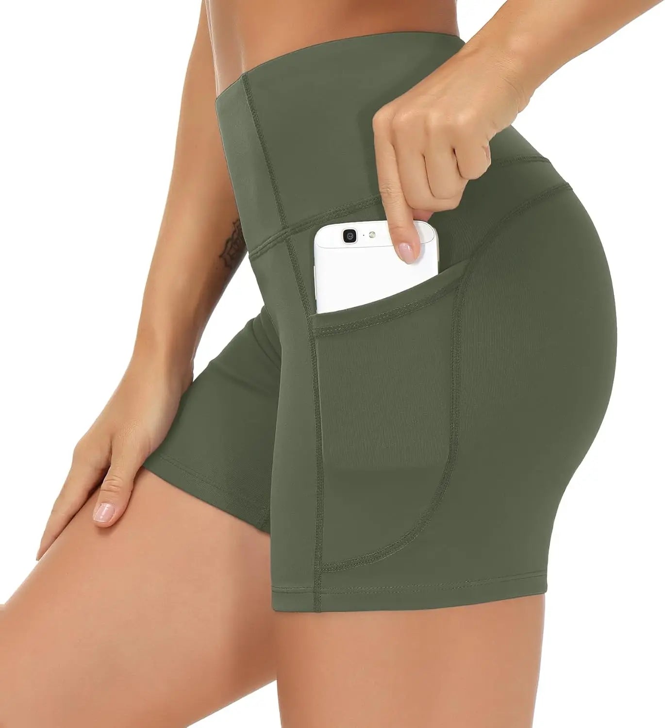 High Waist Yoga Shorts Tummy Control with Deep Pockets