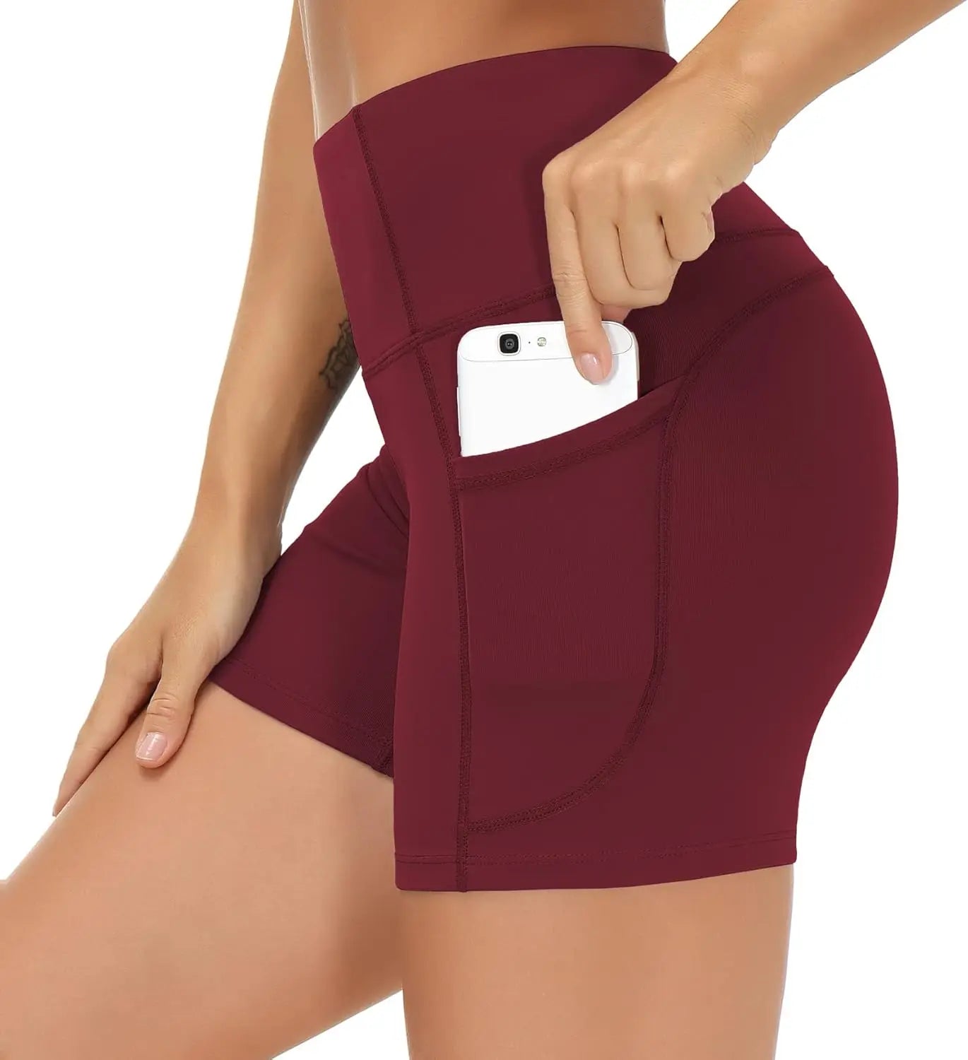 High Waist Yoga Shorts Tummy Control with Deep Pockets