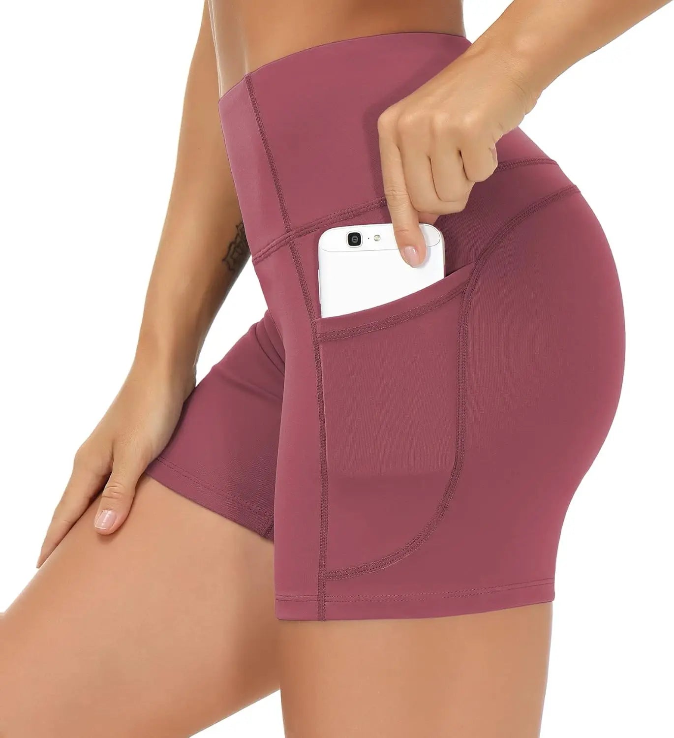 High Waist Yoga Shorts Tummy Control with Deep Pockets