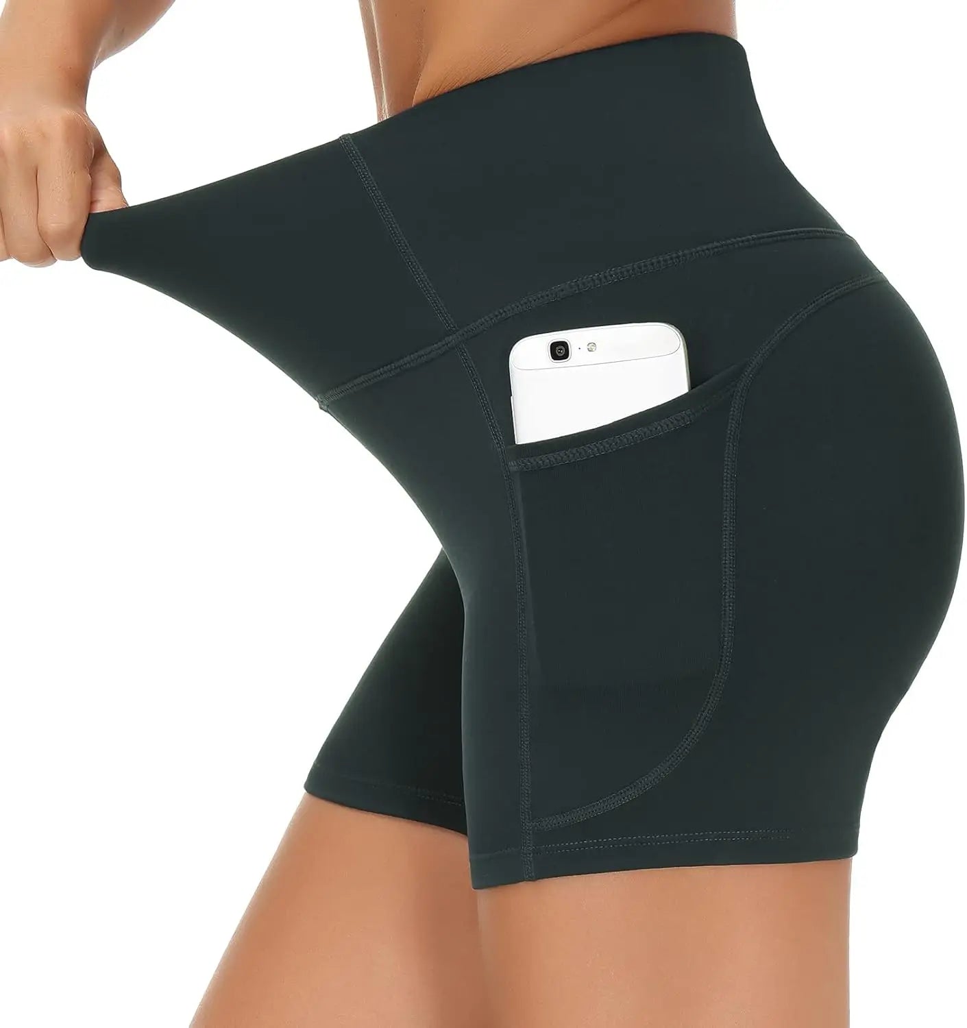 High Waist Yoga Shorts Tummy Control with Deep Pockets