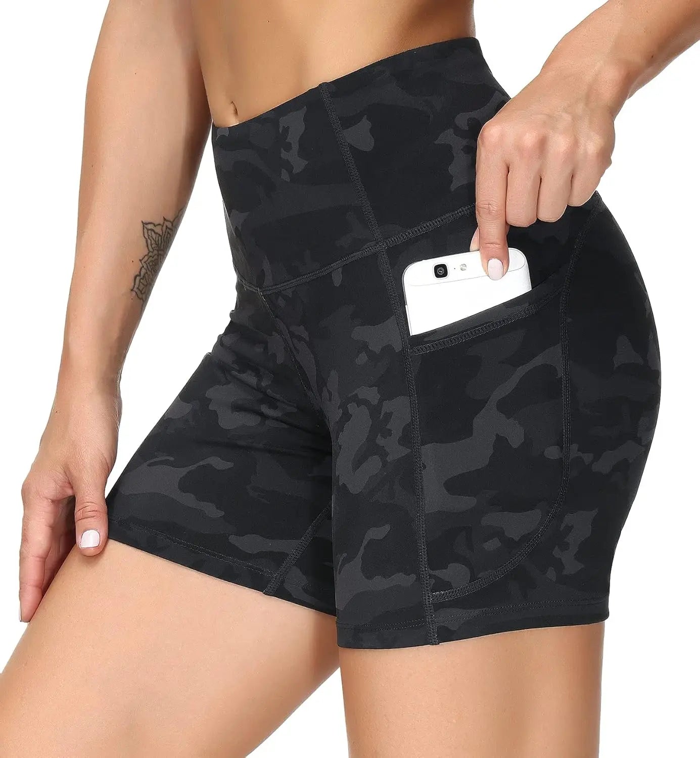 High Waist Yoga Shorts Tummy Control with Deep Pockets