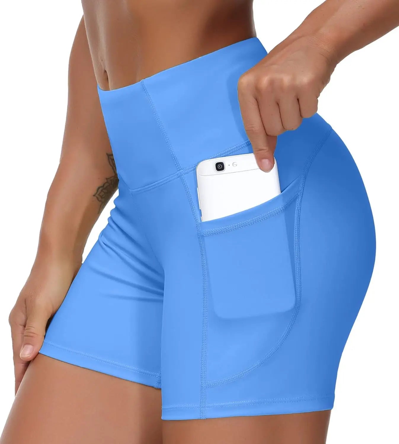 High Waist Yoga Shorts Tummy Control with Deep Pockets