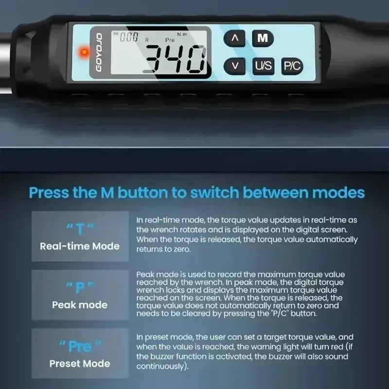 1/2" 3/8" Digital Torque Adjustable Wrench