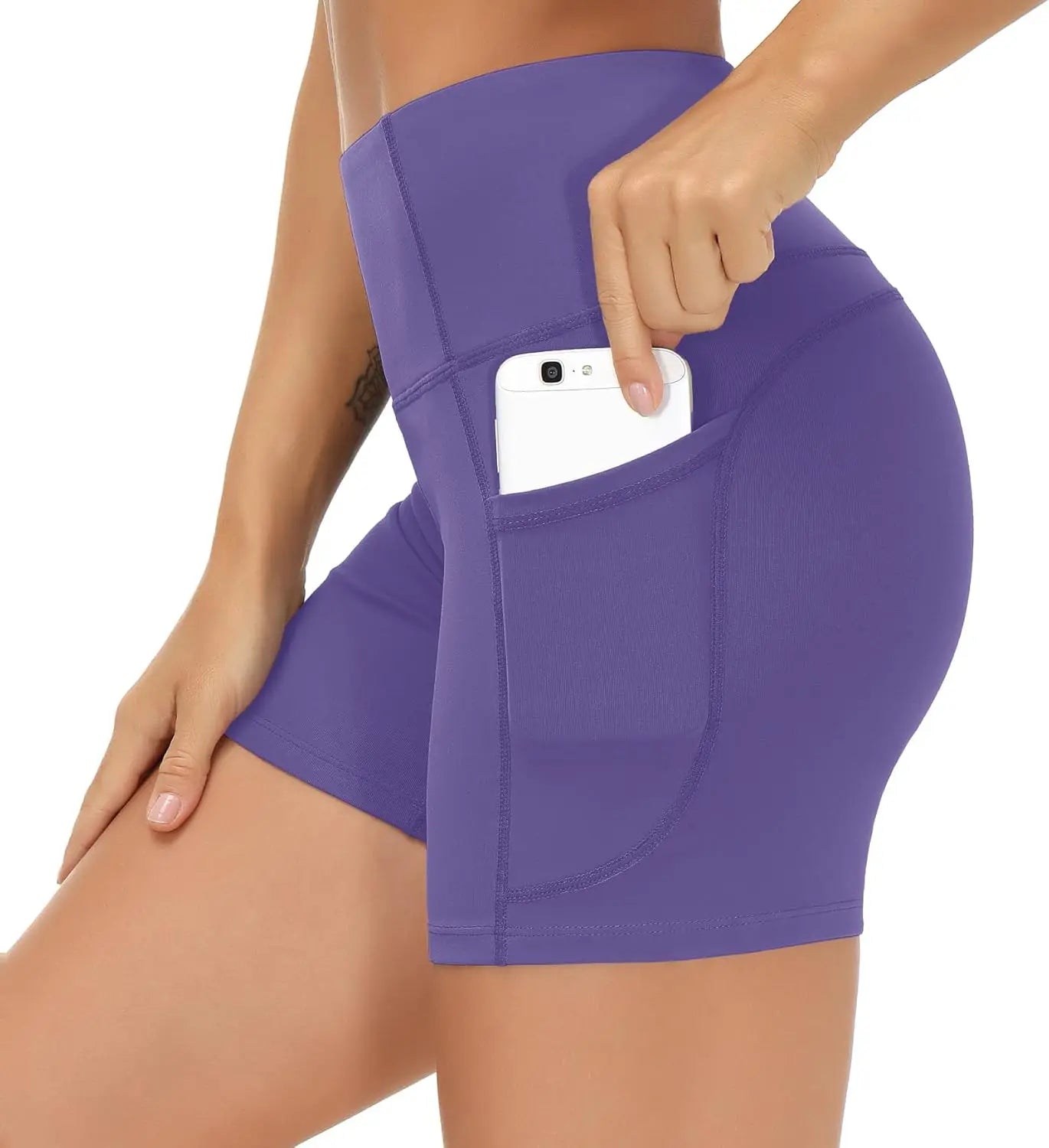 High Waist Yoga Shorts Tummy Control with Deep Pockets