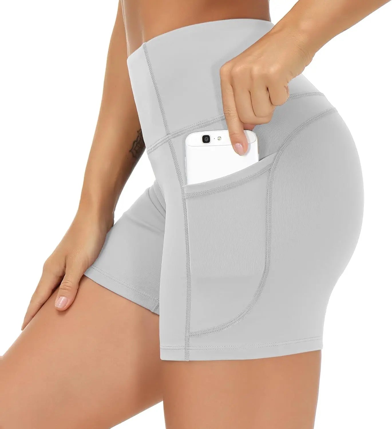 High Waist Yoga Shorts Tummy Control with Deep Pockets