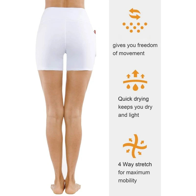 High Waist Yoga Shorts Tummy Control with Deep Pockets