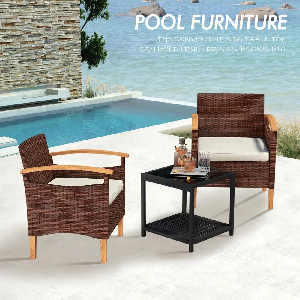 Outdoor Courtyard Furniture Set with Table, 2-Piece Set