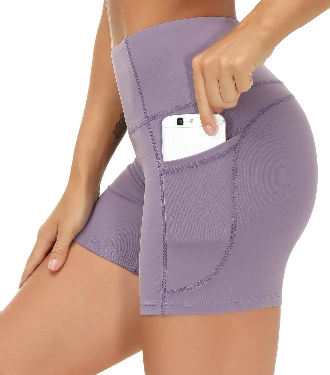 High Waist Yoga Shorts Tummy Control with Deep Pockets