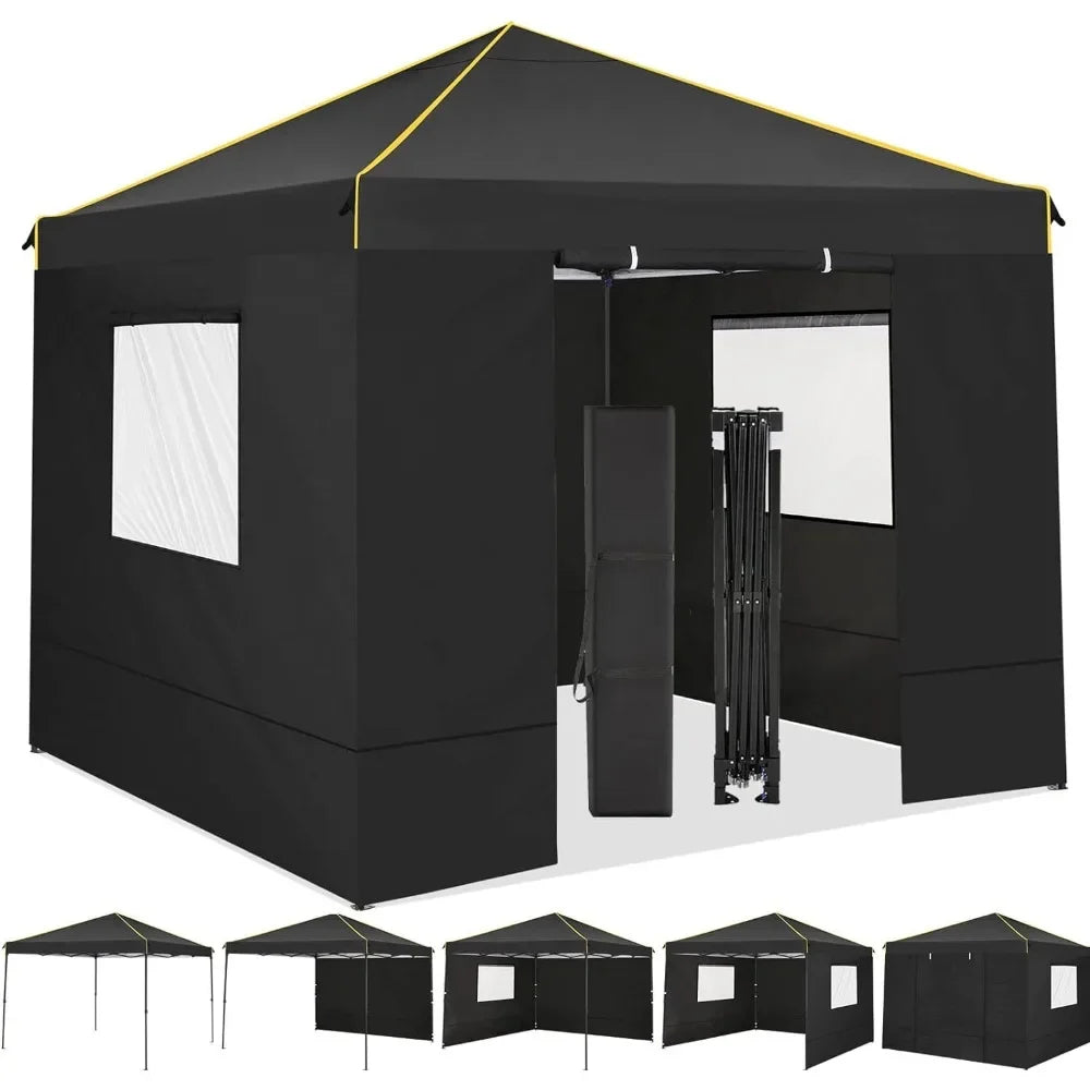 10x10 Pop Up Tent with 4 Side Walls & Mesh Windows