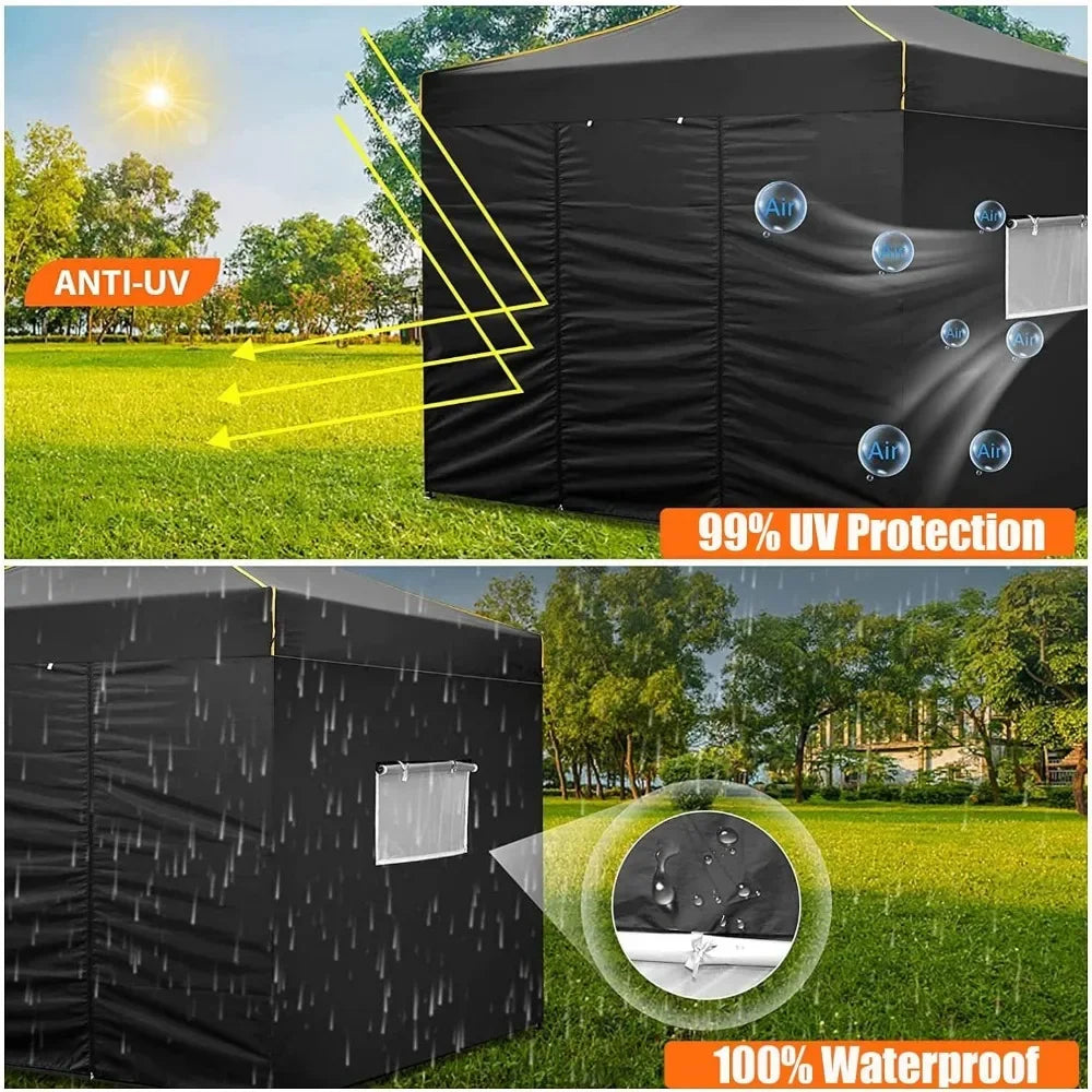 10x10 Pop Up Tent with 4 Side Walls & Mesh Windows