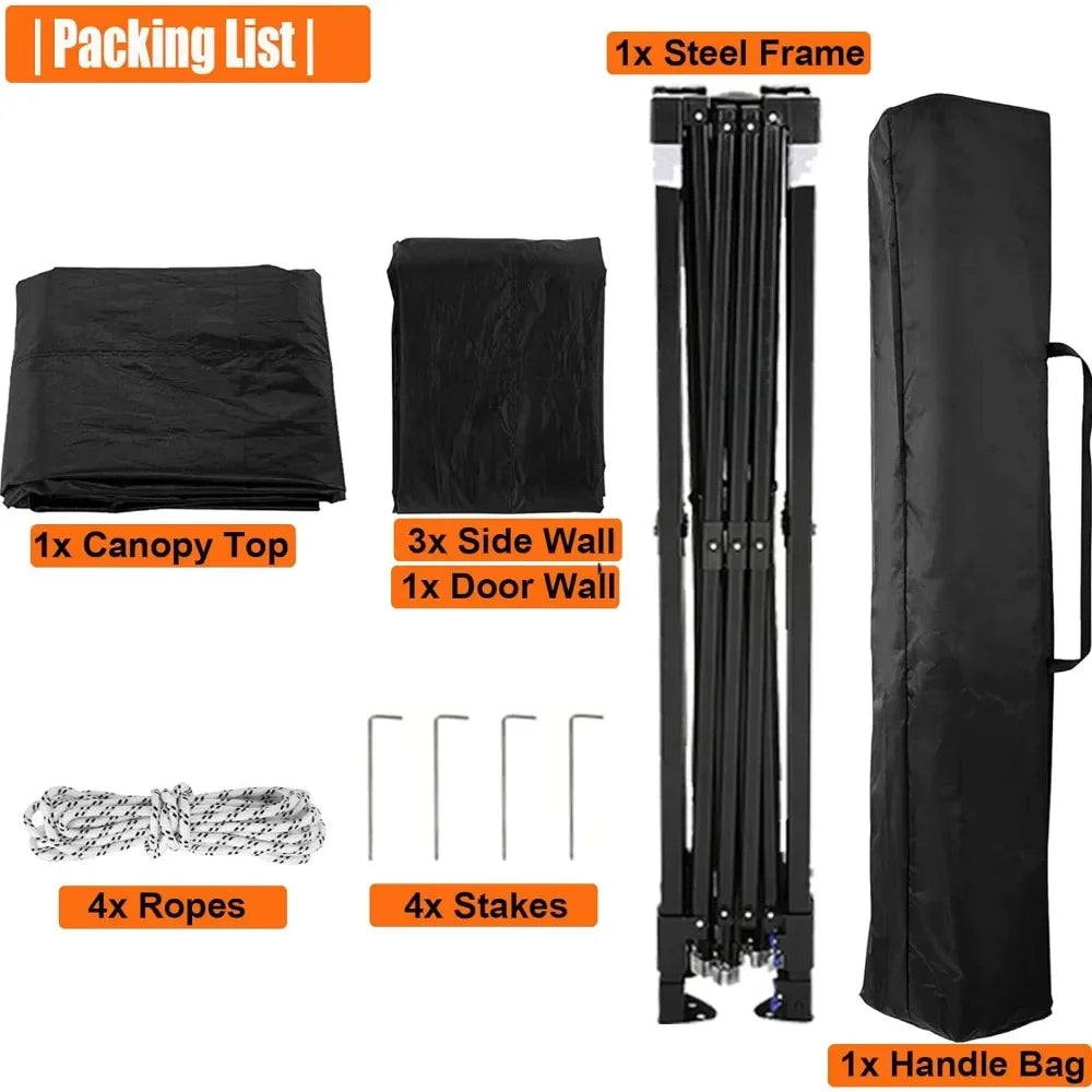 10x10 Pop Up Tent with 4 Side Walls & Mesh Windows