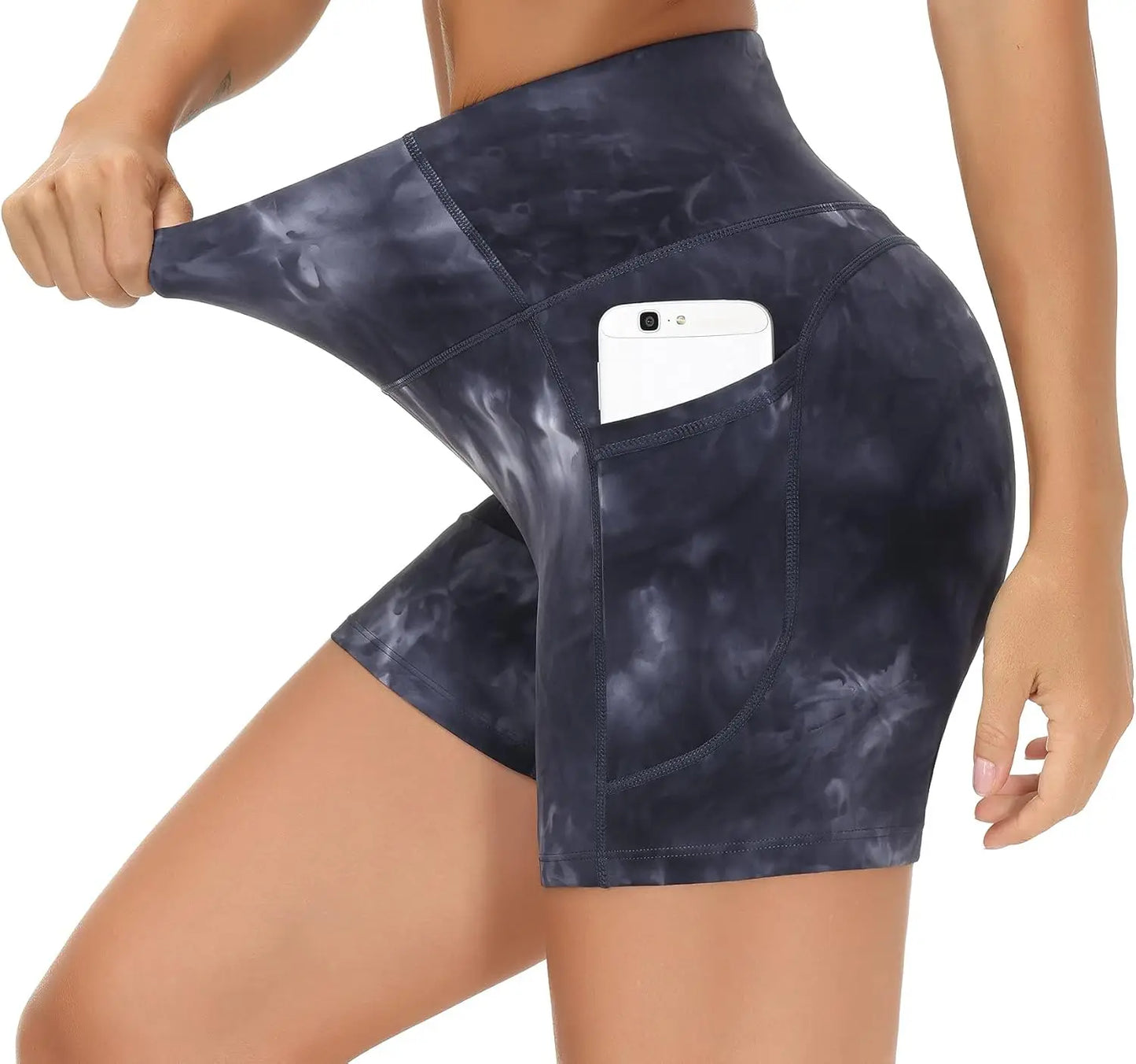 High Waist Yoga Shorts Tummy Control with Deep Pockets