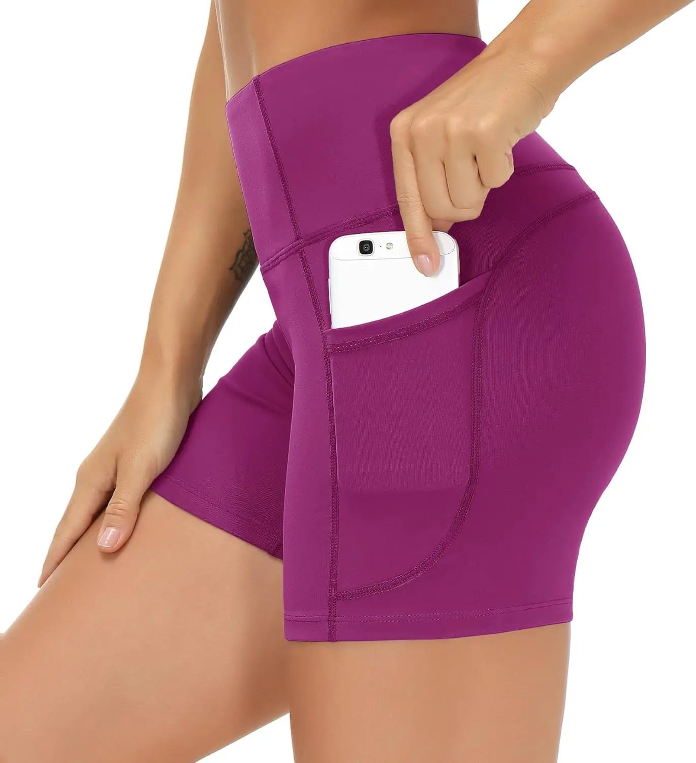 High Waist Yoga Shorts Tummy Control with Deep Pockets