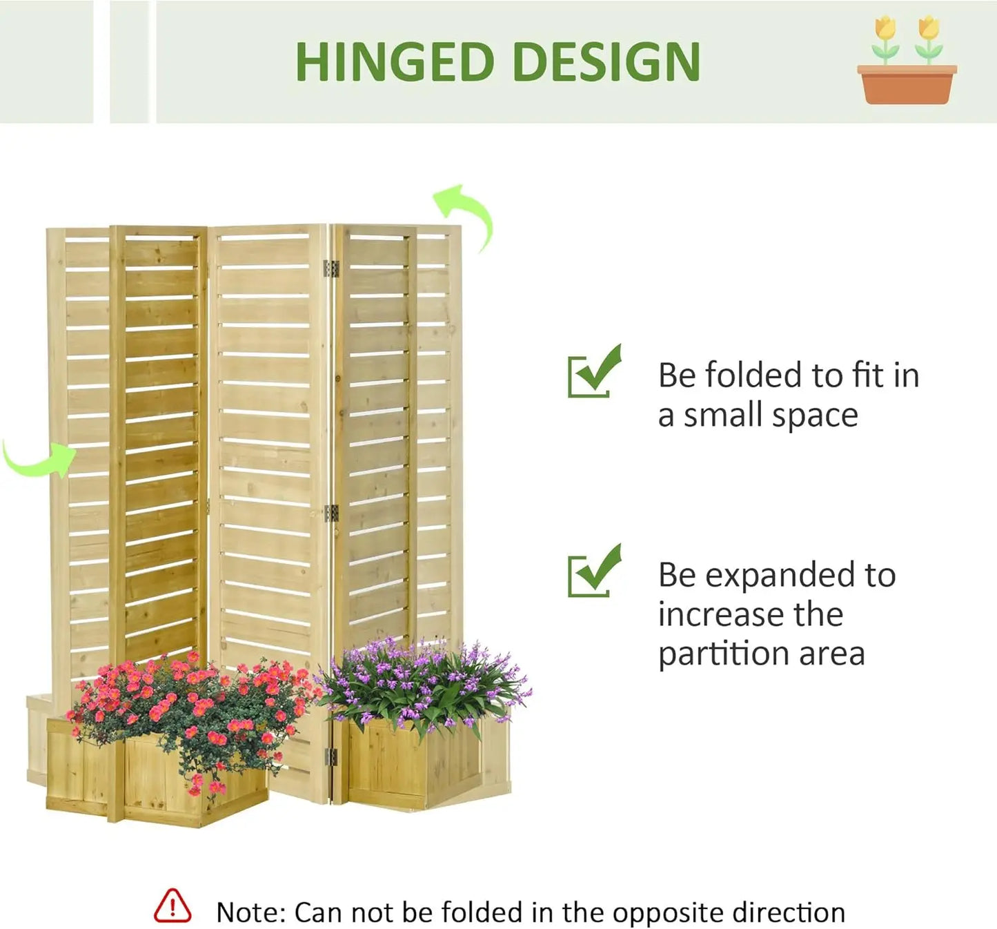 Outsunny Freestanding Outdoor Privacy Screen, 4 Self-Draining Planters/Raised Garden Beds