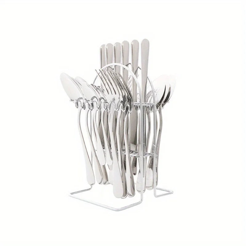 24-Piece Stainless Steel Cutlery Set for Home Dining