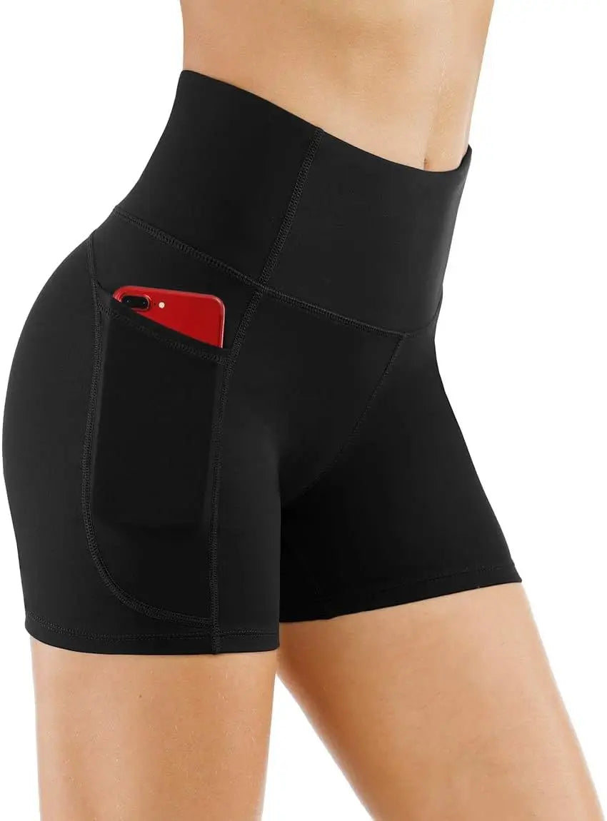 High Waist Yoga Shorts Tummy Control with Deep Pockets