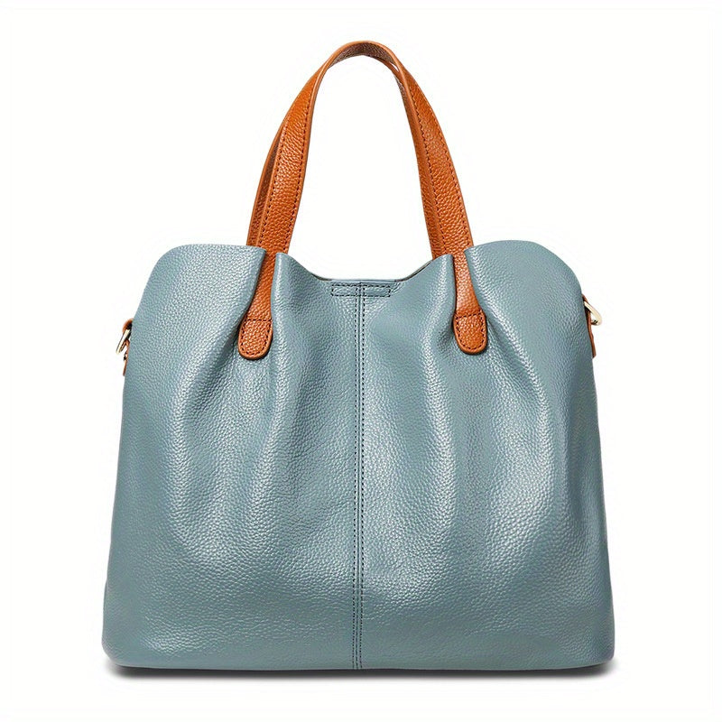 Women's Genuine Leather Tote Bag - Large Capacity, Adjustable Shoulder Strap