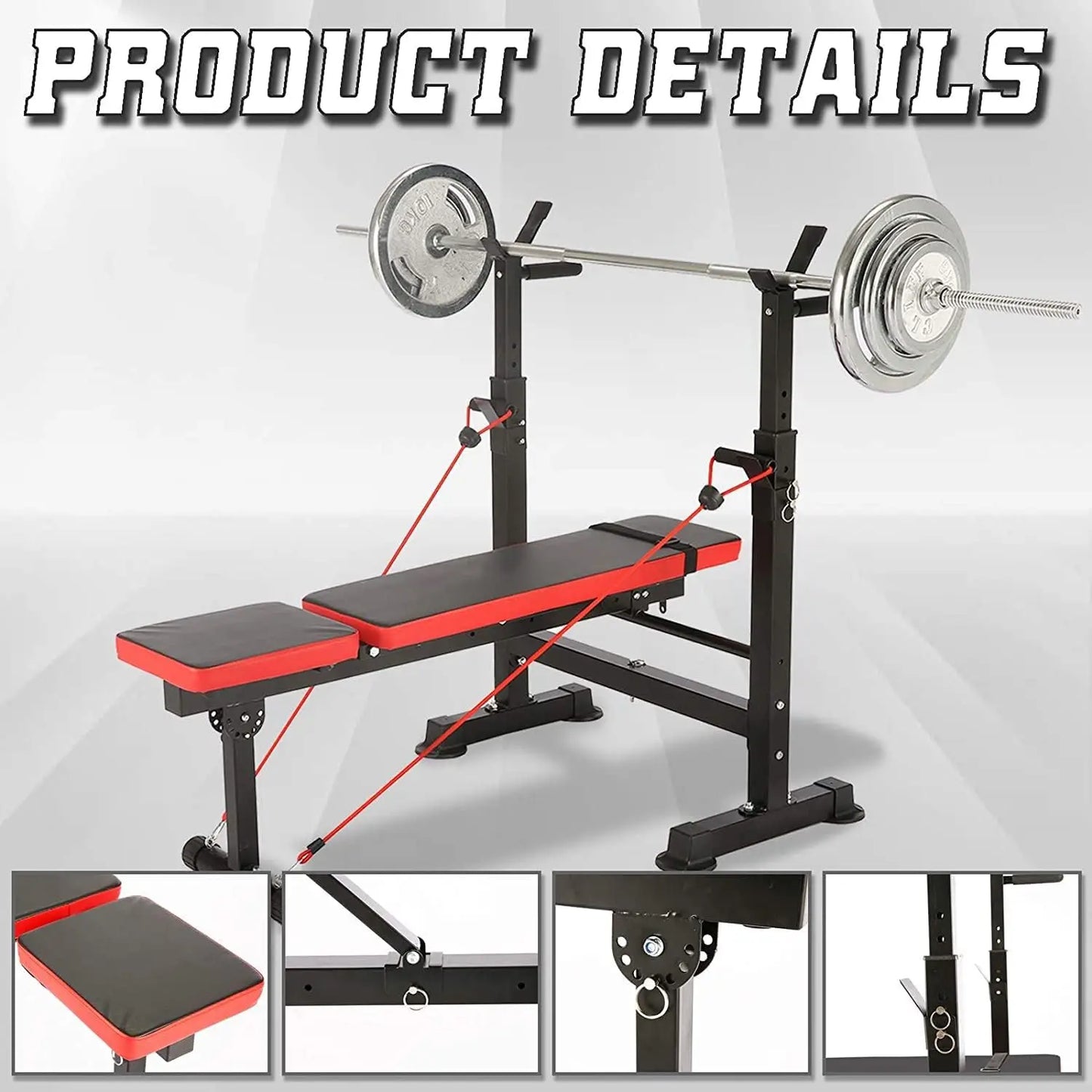 600lbs 6 in 1 Weight Bench Set with Adjustable Squat Rack