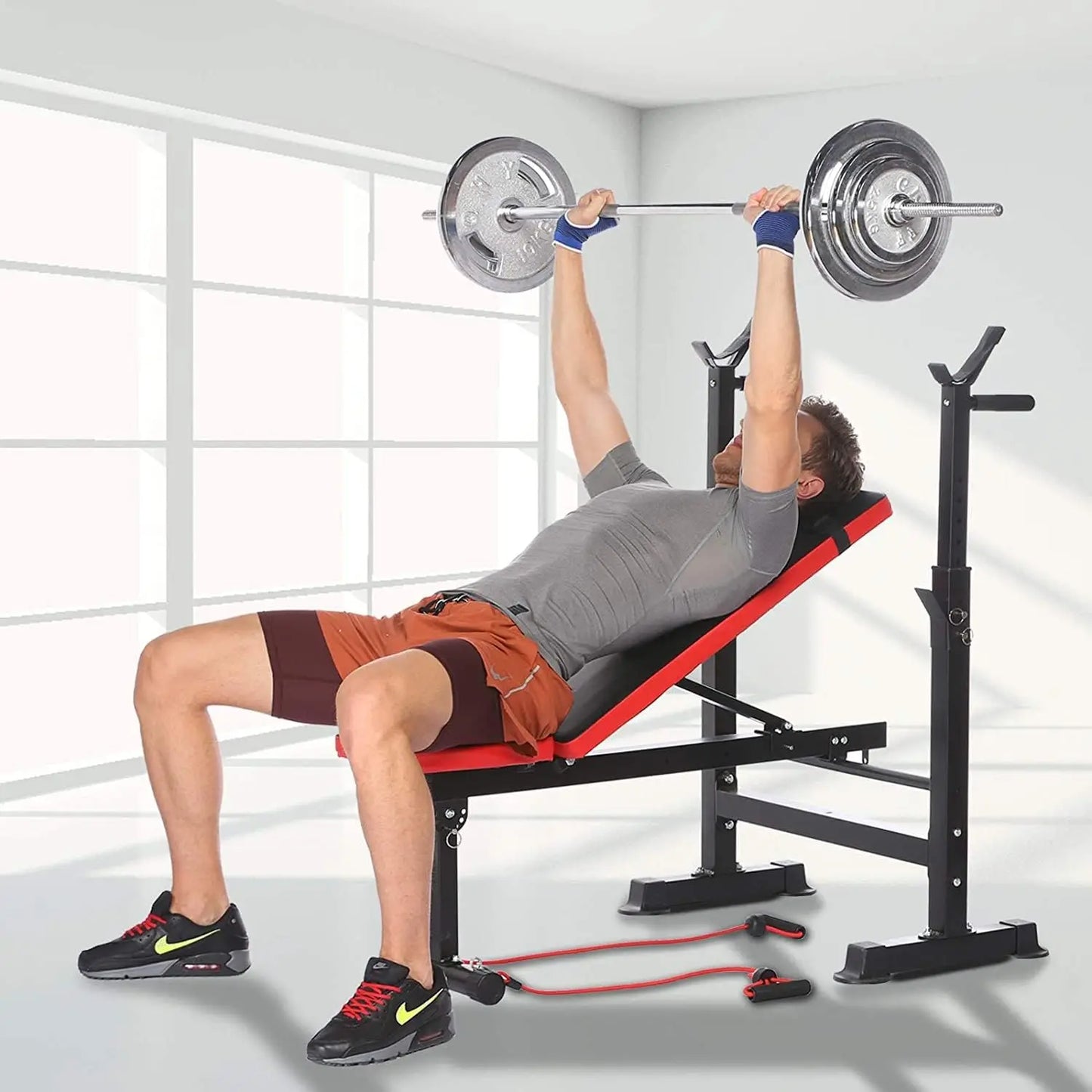 600lbs 6 in 1 Weight Bench Set with Adjustable Squat Rack