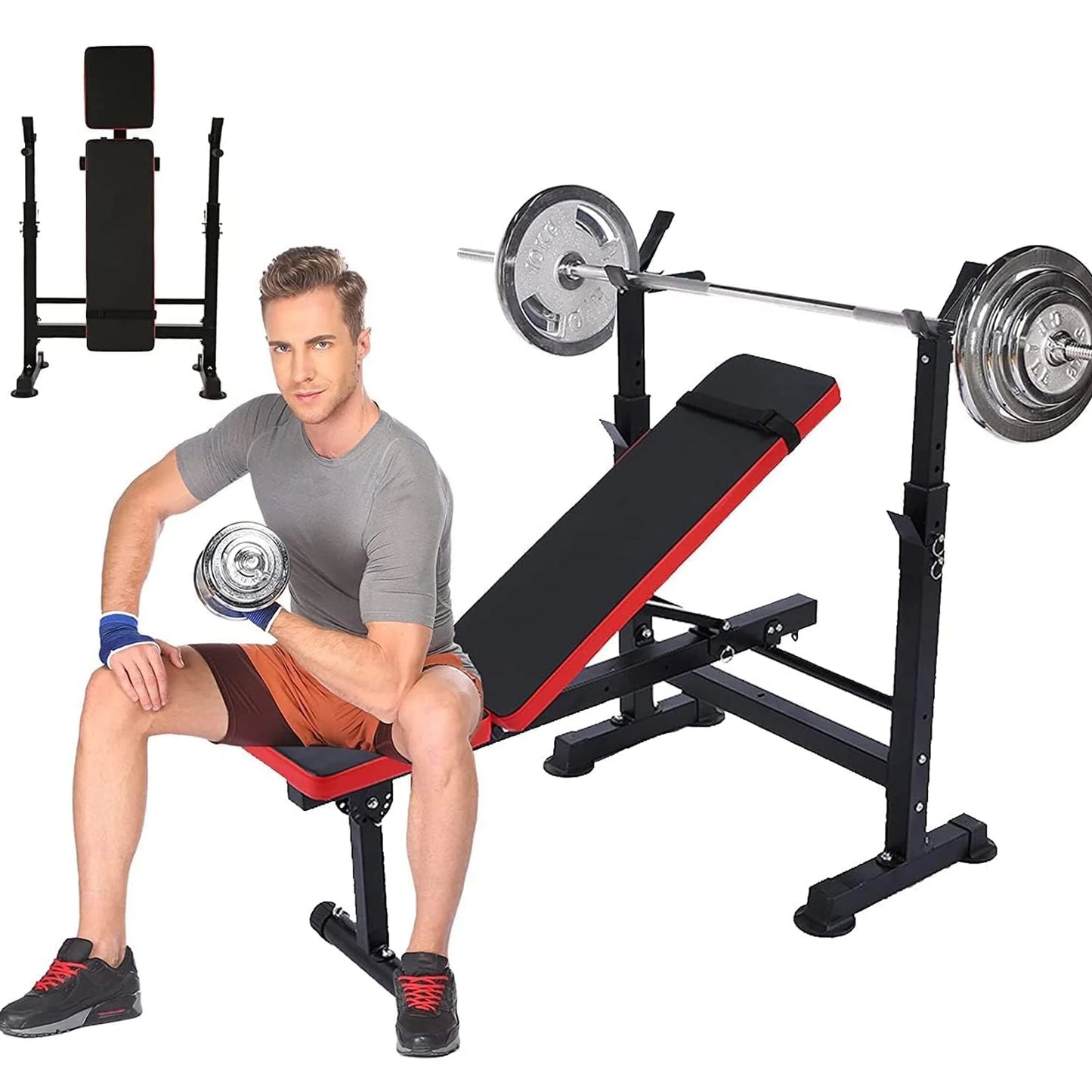 600lbs 6 in 1 Weight Bench Set with Adjustable Squat Rack