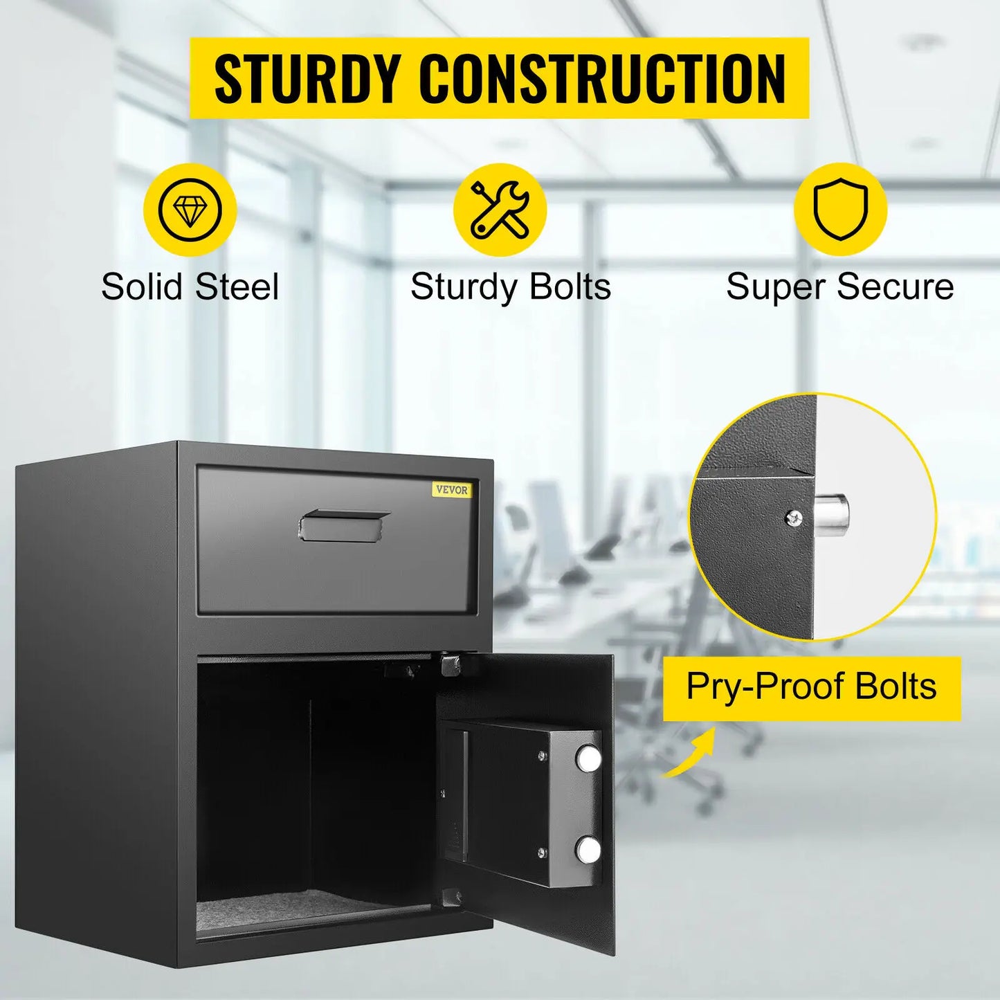 VEVOR Electronic Safe Deposit Box with Drop Slot Secret Hidden Piggy Bank Security Digital Access and Two Keys for Storing Money and Guns