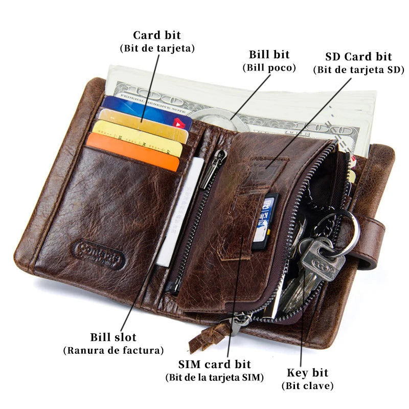 Card Holder Wallet Genuine Leather Men's Free Engraving