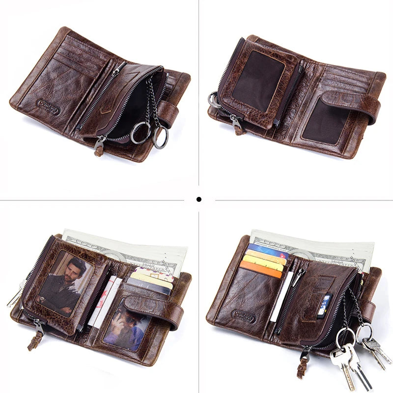 Card Holder Wallet Genuine Leather Men's Free Engraving