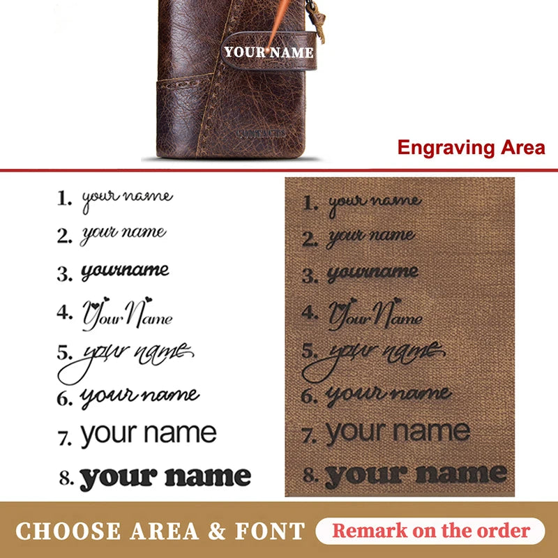 Card Holder Wallet Genuine Leather Men's Free Engraving