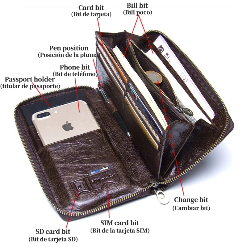 Custom Name Wallets Genuine Cowhide Leather Men Fashion