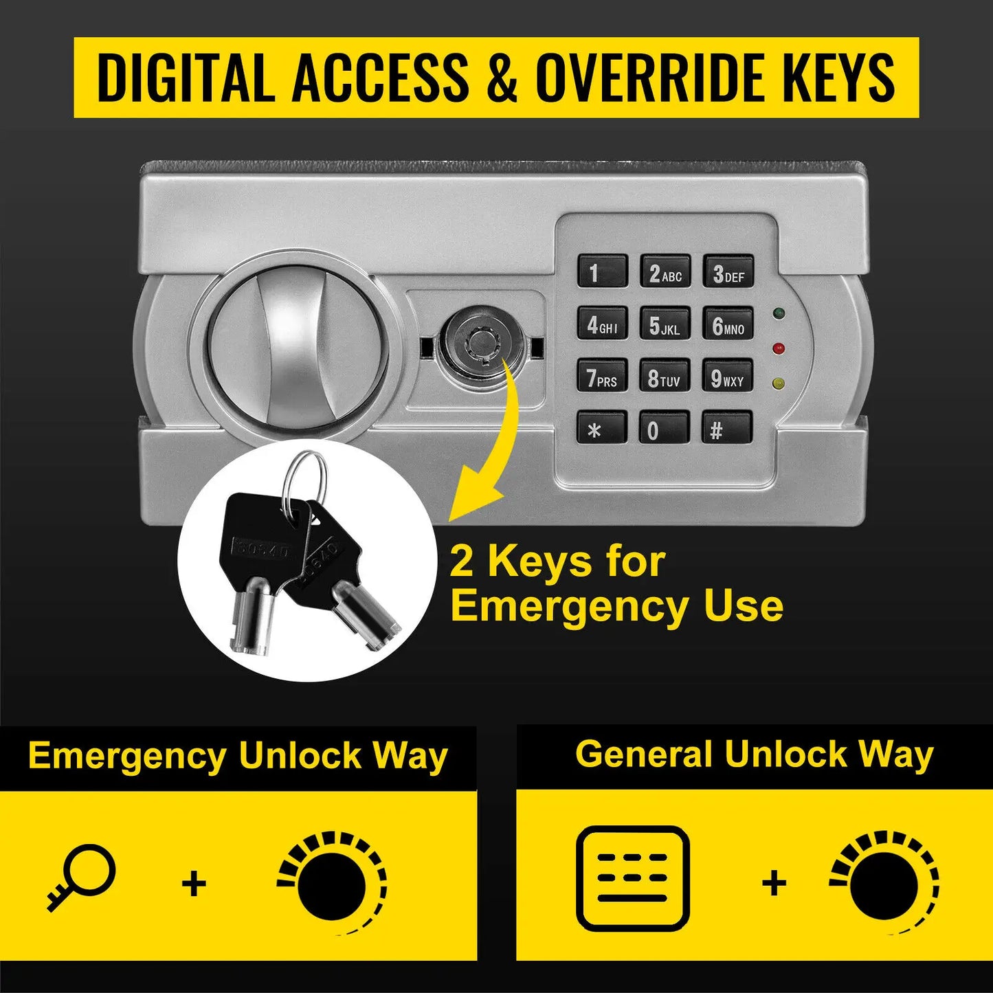 VEVOR Electronic Safe Deposit Box with Drop Slot Secret Hidden Piggy Bank Security Digital Access and Two Keys for Storing Money and Guns