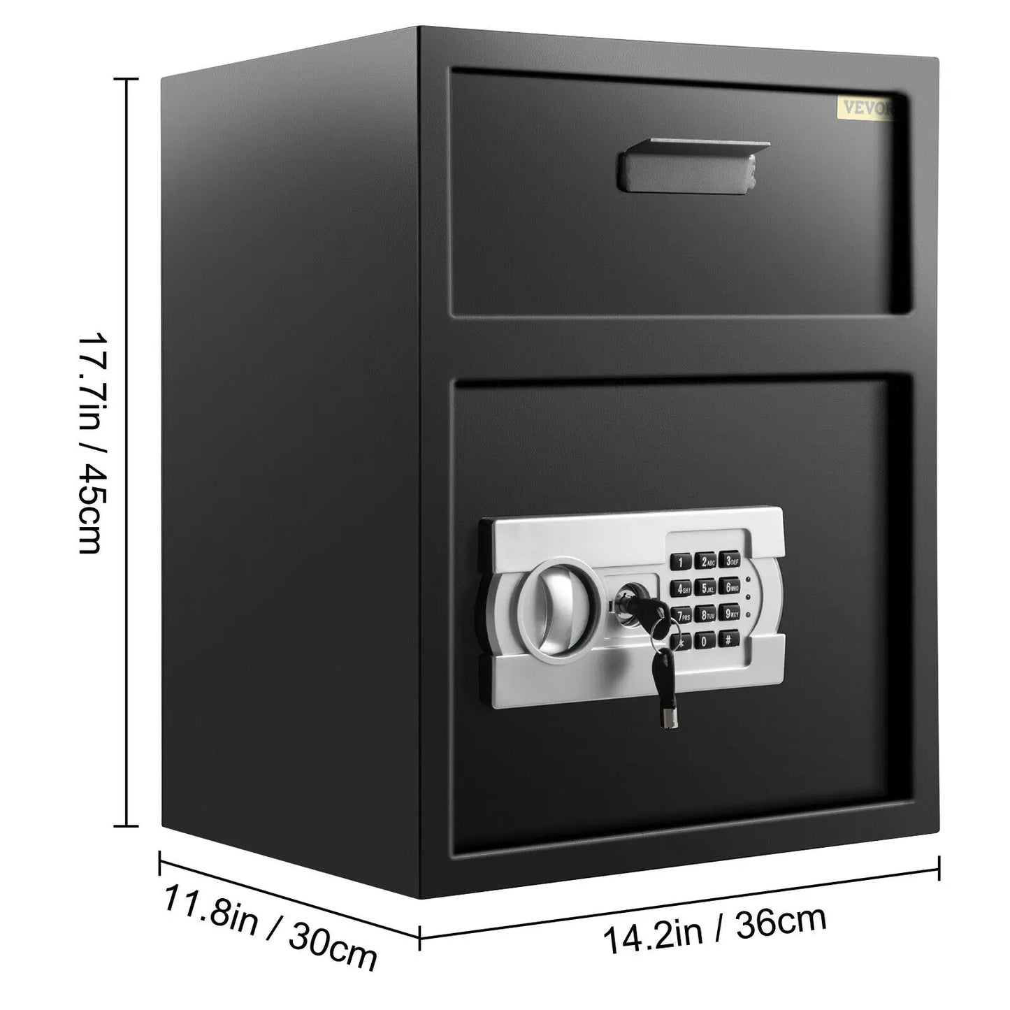 VEVOR Electronic Safe Deposit Box with Drop Slot Secret Hidden Piggy Bank Security Digital Access and Two Keys for Storing Money and Guns