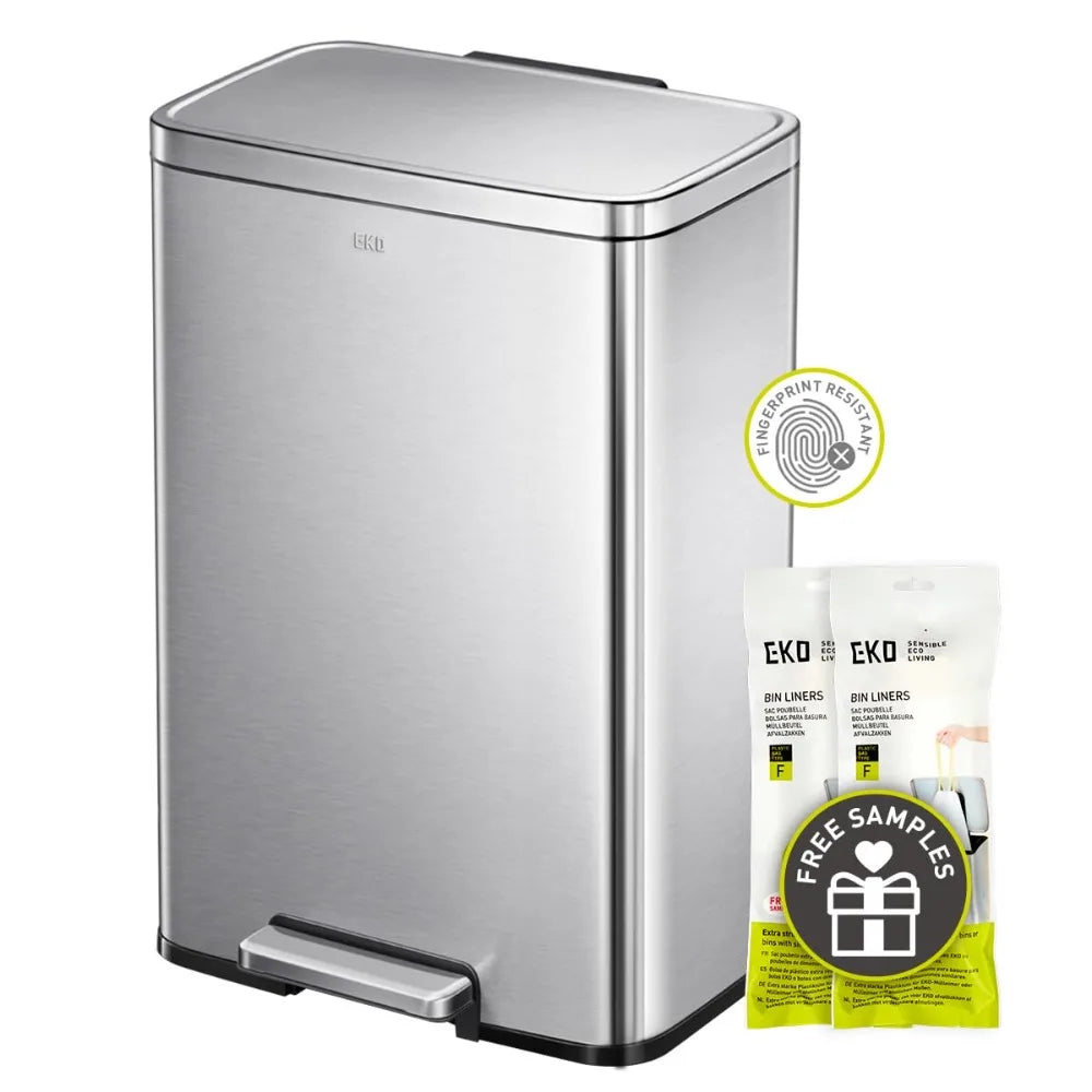 Madison Brushed Stainless Step Trash Can 50 Liter 13.2 Gallon