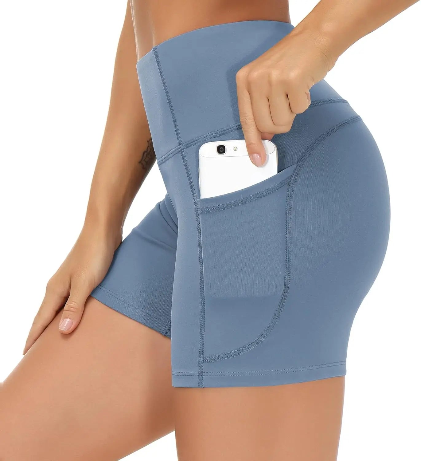 High Waist Yoga Shorts Tummy Control with Deep Pockets