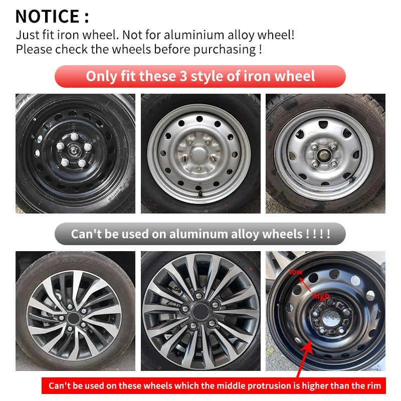 14 15 16 Inch Hub Cover for Iron Rim Set of 4