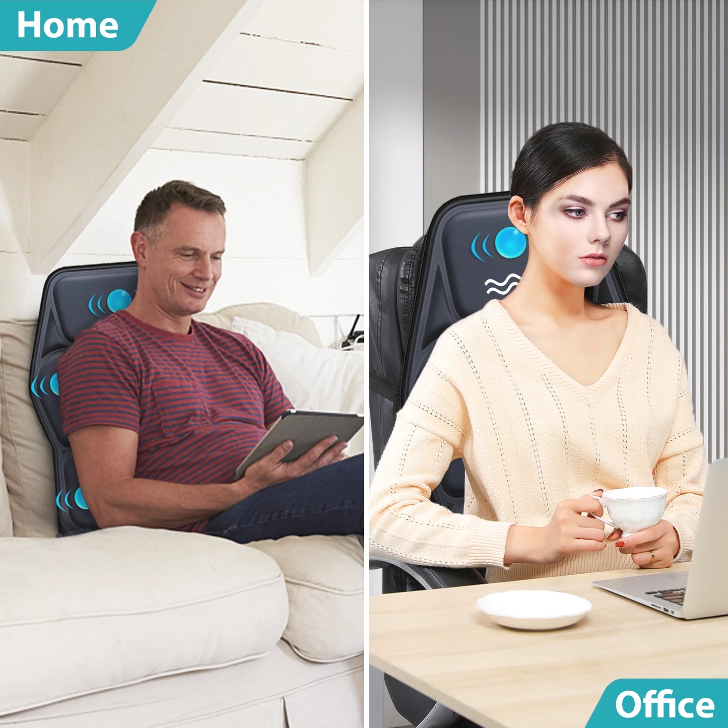 Massage Seat Cushion With Heating And Adjustable Lumbar Support