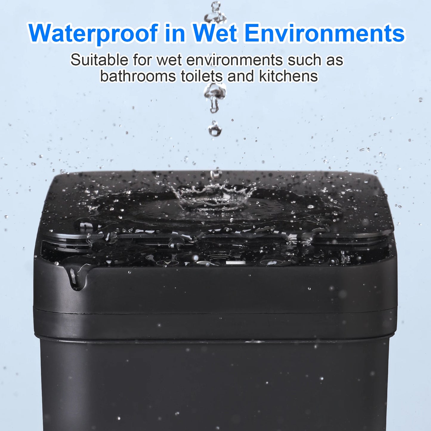 2 Pack 12L Touchless Motion Sensor Bathroom Trash Can Black