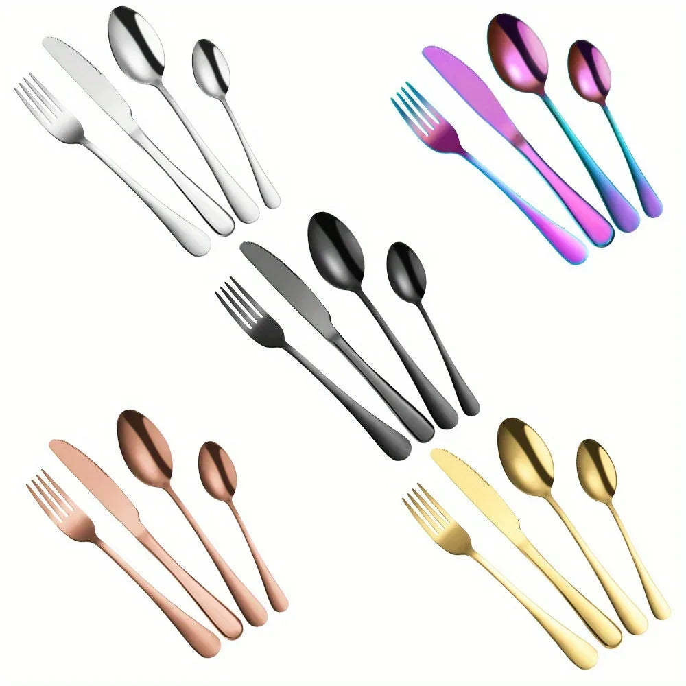 24-Piece Stainless Steel Cutlery Set for Home Dining
