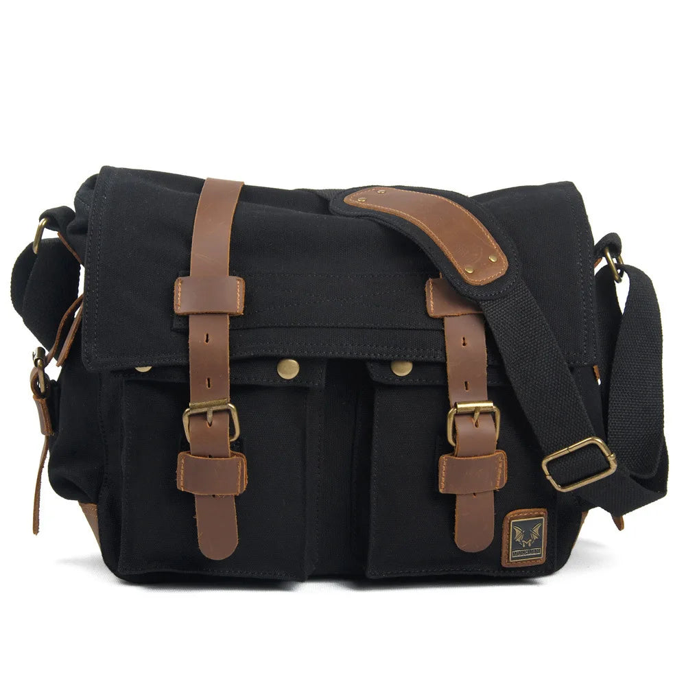 Genuine Leather Shoulder Bag for Men Dark Brown Vintage