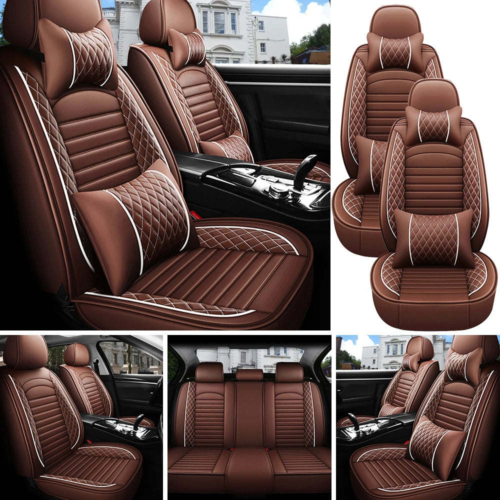 5-Seats PU Leather Universal Car Seat Covers Full set Front  and Rear Anti-scratch Protection For Sedan SUV Seat