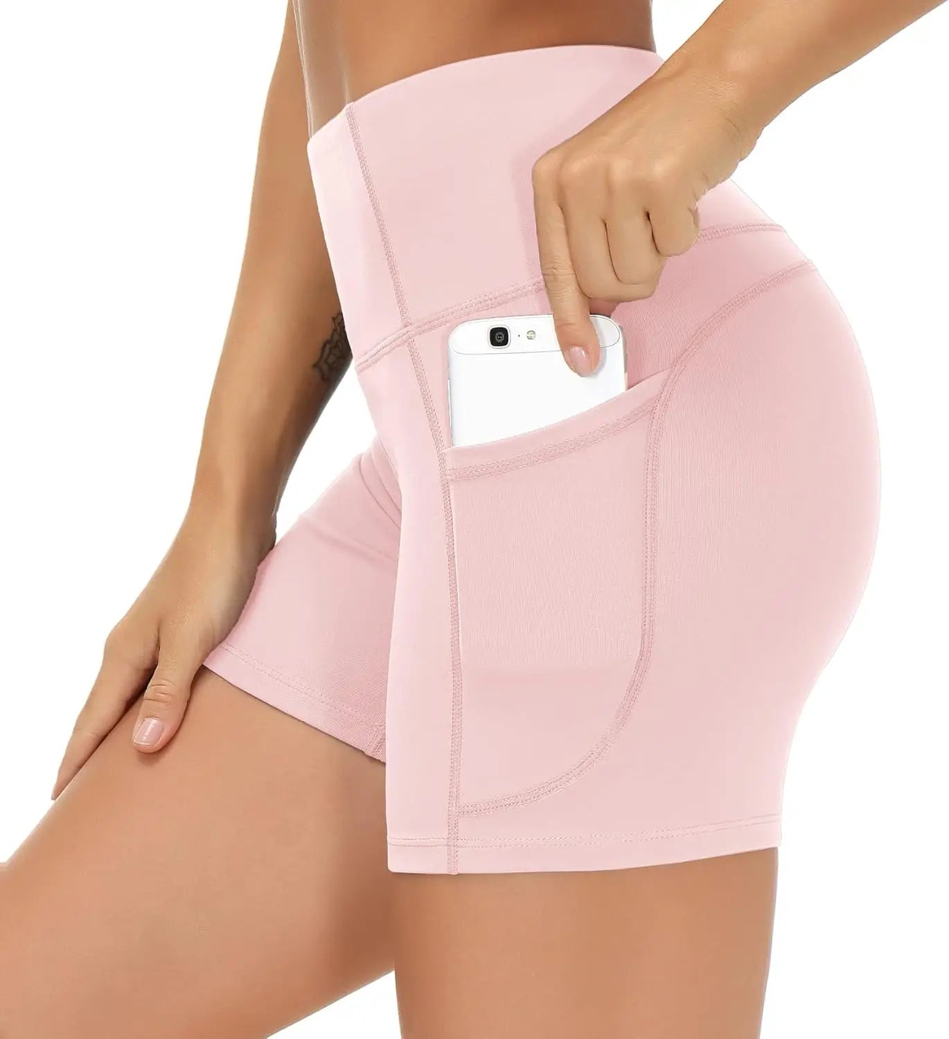 High Waist Yoga Shorts Tummy Control with Deep Pockets