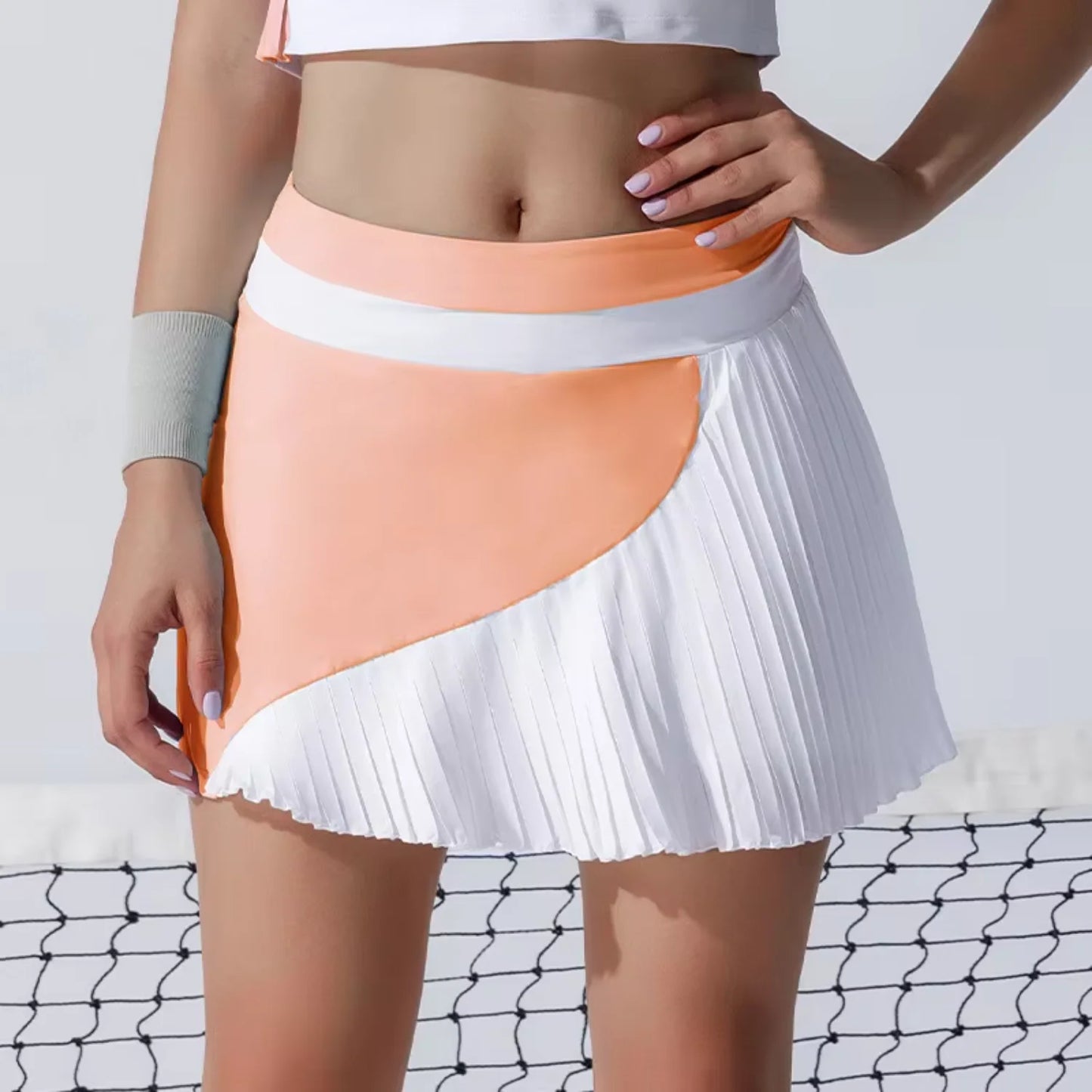 Tennis Skirt Sports Skirt Golf Women High Elastic Breathable Anti-glare High Waist Tennis Badminton Pleated Skirt