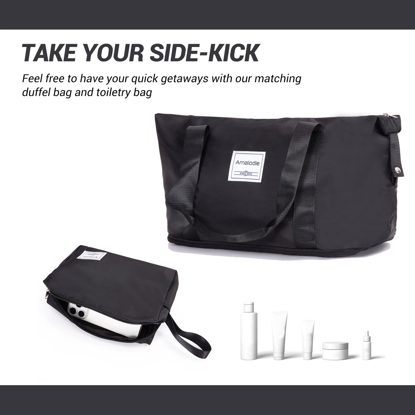 5 Piece Hardshell Luggage Set with Double Spinner Wheels TSA Lock Travel Duffel Bag and Toiletry Bag